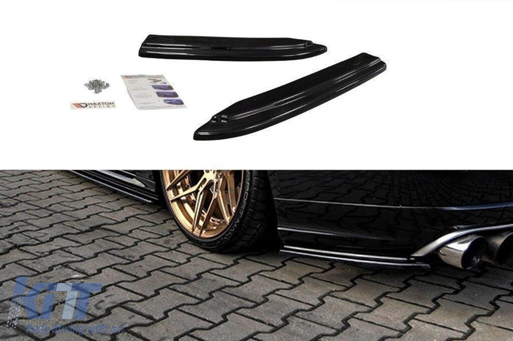 Extensii laterale Maxton Design versiunea 1 potrivite pentru bara de protecție spate S8 pe Audi A8 D4 2015-2017, lac negru Performance AutoTuning