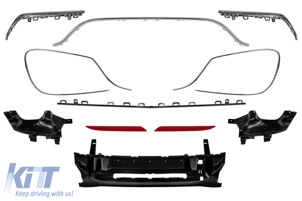 Un pachet de design tip S63 potrivit pentru Mercedes S W222 2013-2017 cu faruri, stopuri, grilă, praguri pentru ampatament lung Performance AutoTuning