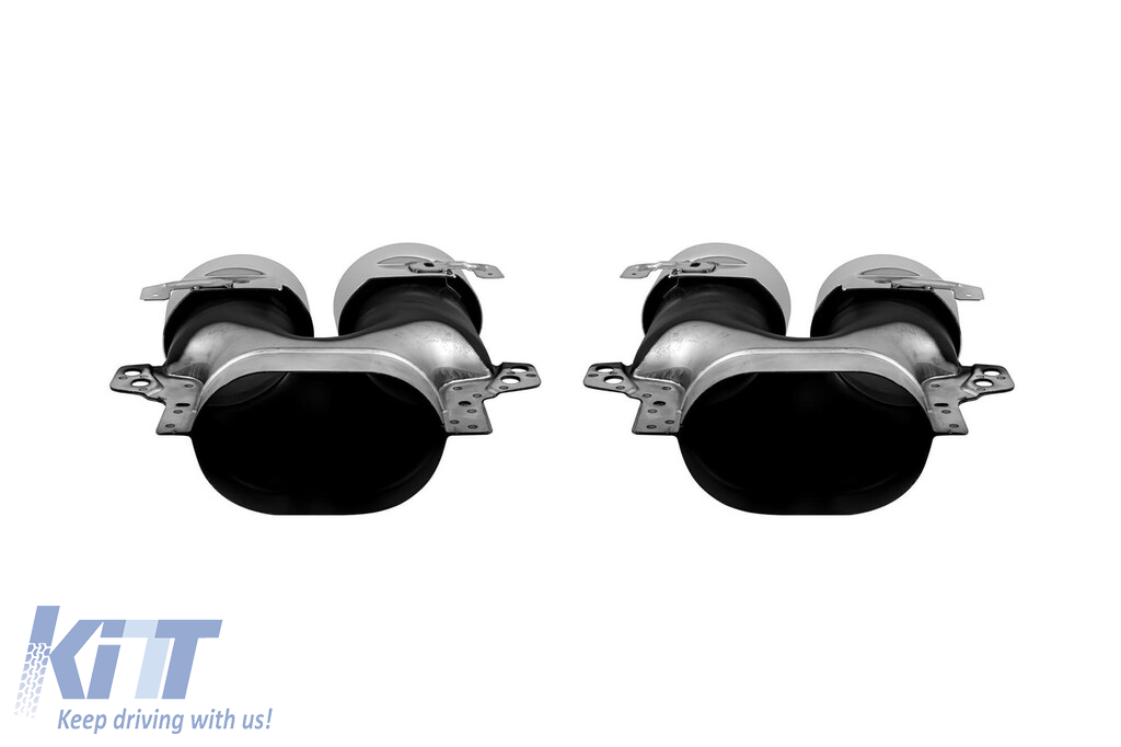 Un pachet de design tip E53 potrivit pentru Mercedes E-Class C238 coupe, A238 cabrio 2017-2019 cu capete cromate și garnitură cromată, pentru modelul cu bara de protecție sport A Design spate. Performance AutoTuning