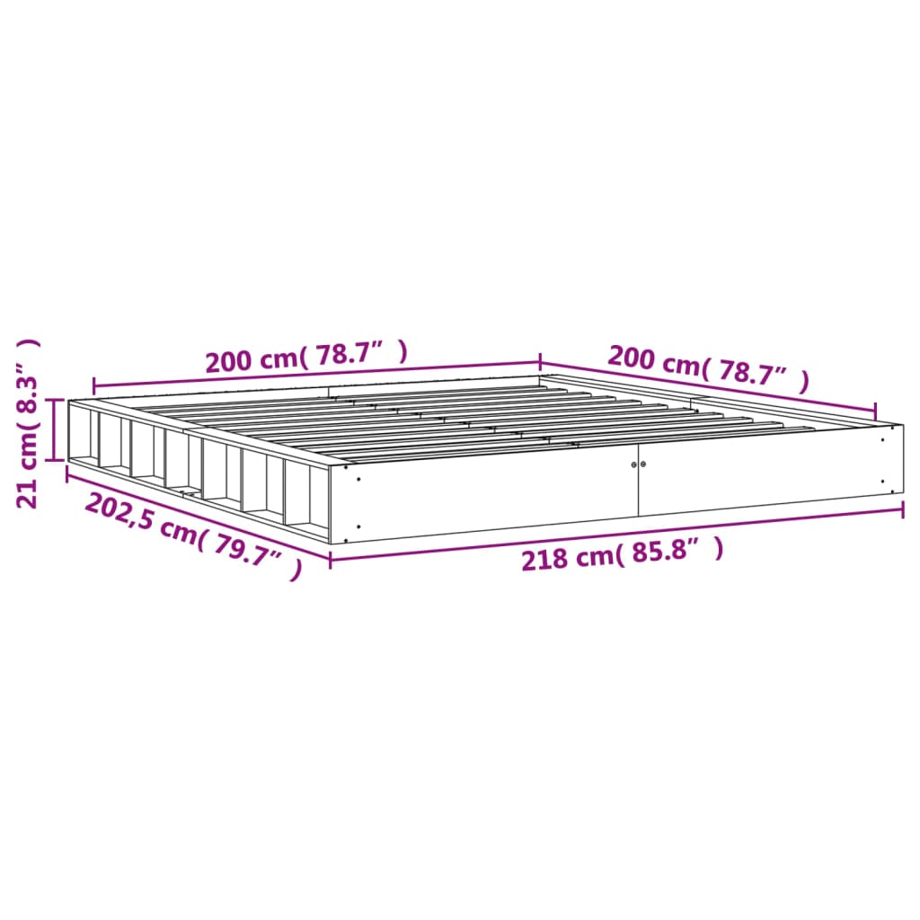 Cadru de pat fără saltea, maro ceruit 200x200 cm lemn masiv pin GartenMobel Dekor
