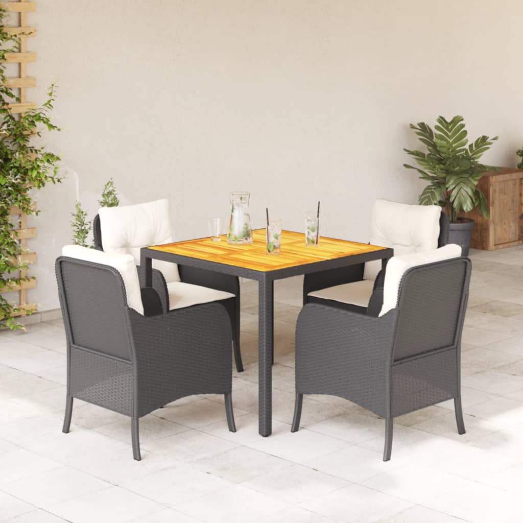 Set mobilier de grădină cu perne, 5 piese, negru, poliratan GartenMobel Dekor