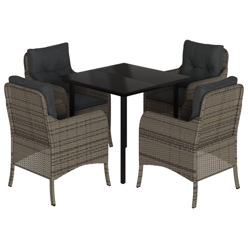 Set mobilier de grădină cu perne, 5 piese, gri, poliratan GartenMobel Dekor