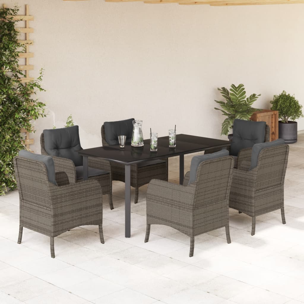 Set mobilier de grădină cu perne, 7 piese, gri, poliratan GartenMobel Dekor