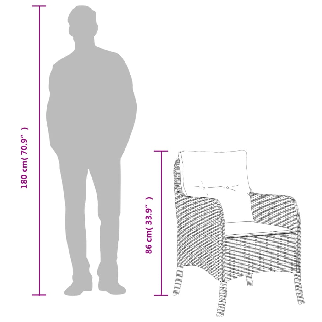 Set mobilier de grădină cu perne, 7 piese, negru, poliratan GartenMobel Dekor