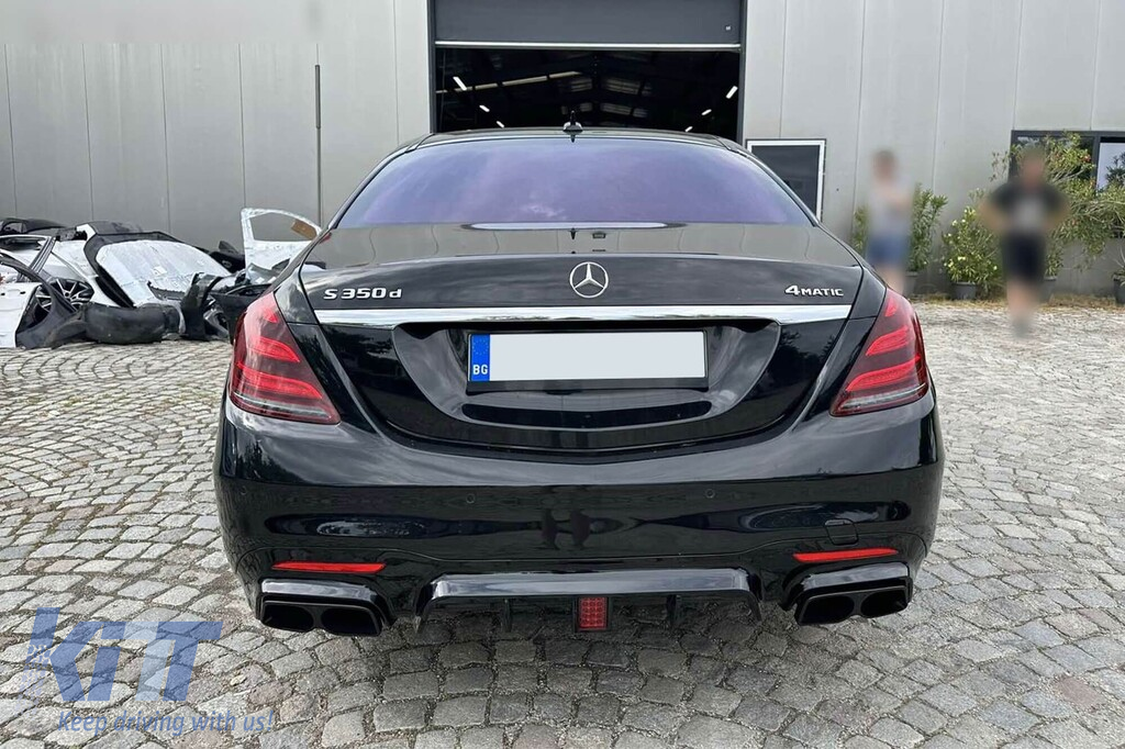Conversie de tuning B design de la Mercedes S-Class W222 Long 2013-2016 la S-Class W222 Facelift 2017-2020 cu praguri, cu faruri, cu stopuri, cu grilă neagră Performance AutoTuning
