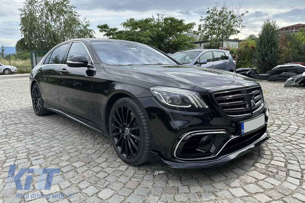 Conversie de tuning B design de la Mercedes S-Class W222 Long 2013-2016 la S-Class W222 Facelift 2017-2020 cu praguri, cu faruri, cu stopuri, cu grilă neagră Performance AutoTuning