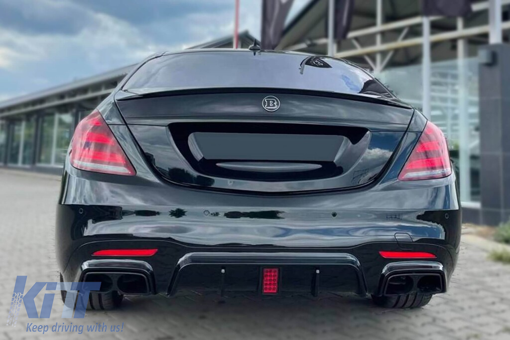 Conversie de tuning B design de la Mercedes S-Class W222 Long 2013-2016 la S-Class W222 Facelift 2017-2020 cu praguri, cu faruri, cu stopuri, cu grilă neagră Performance AutoTuning