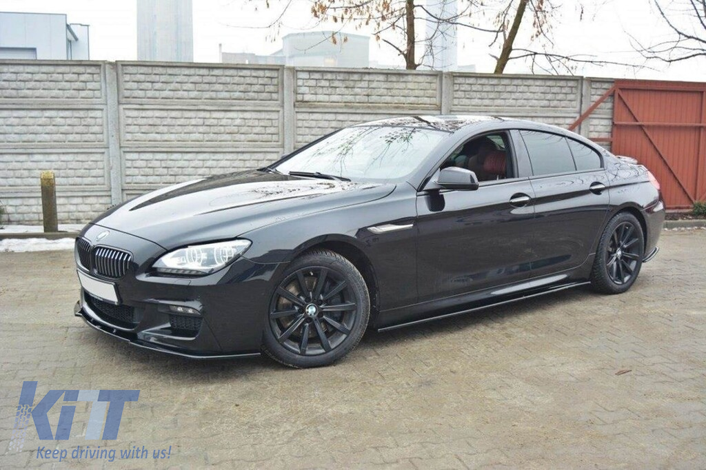 Adăugiri Maxton Design pentru praguri M Technik potrivite pentru BMW Seria 6 Gran Coupe F06 după 2013, lac negru Performance AutoTuning