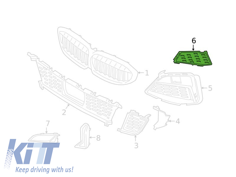 Baza dreapta pentru grila laterală potrivită pentru bara de protecție frontală M tech tip 340i pe BMW Seria 3 G20 sedan, G21 break 2019-2022 Performance AutoTuning