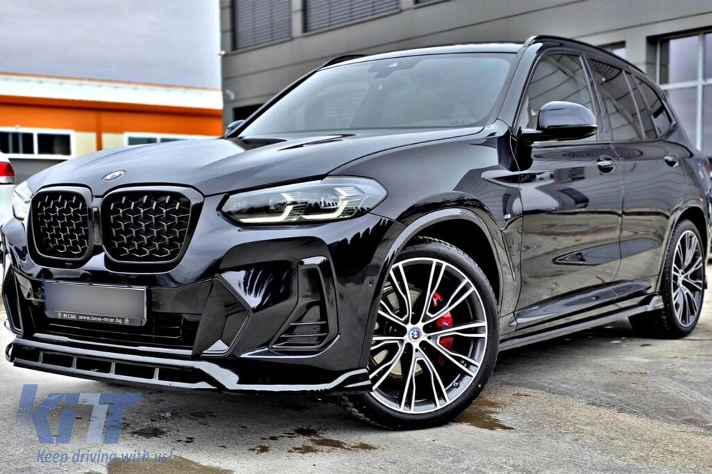 Spoiler Maxton Design potrivit pentru bara frontală a BMW X3 cu pachet M G01 după 2021, lac negru Performance AutoTuning