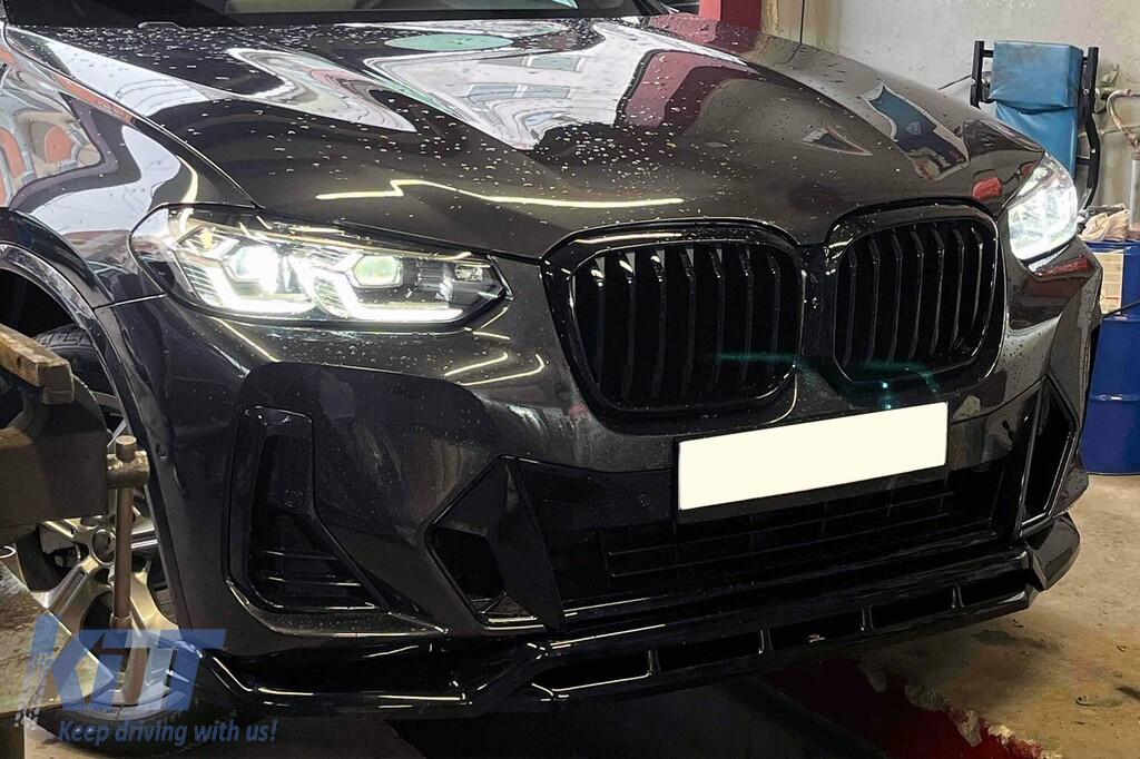 Spoiler Maxton Design potrivit pentru bara frontală a BMW X3 cu pachet M G01 după 2021, lac negru Performance AutoTuning