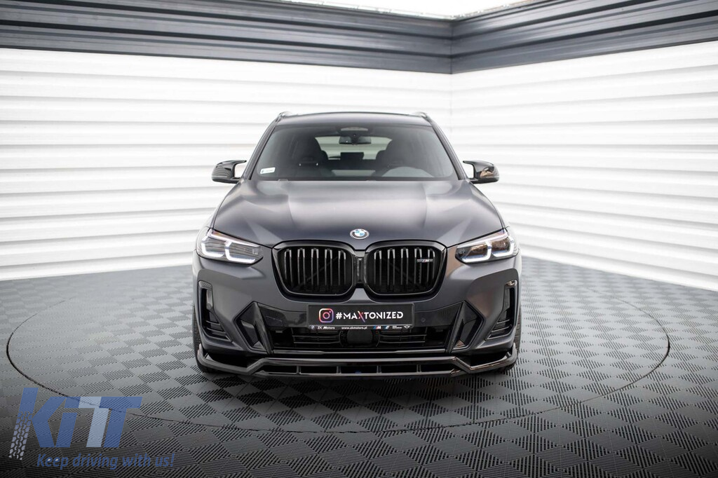Spoiler Maxton Design potrivit pentru bara frontală a BMW X3 cu pachet M G01 după 2021, lac negru Performance AutoTuning