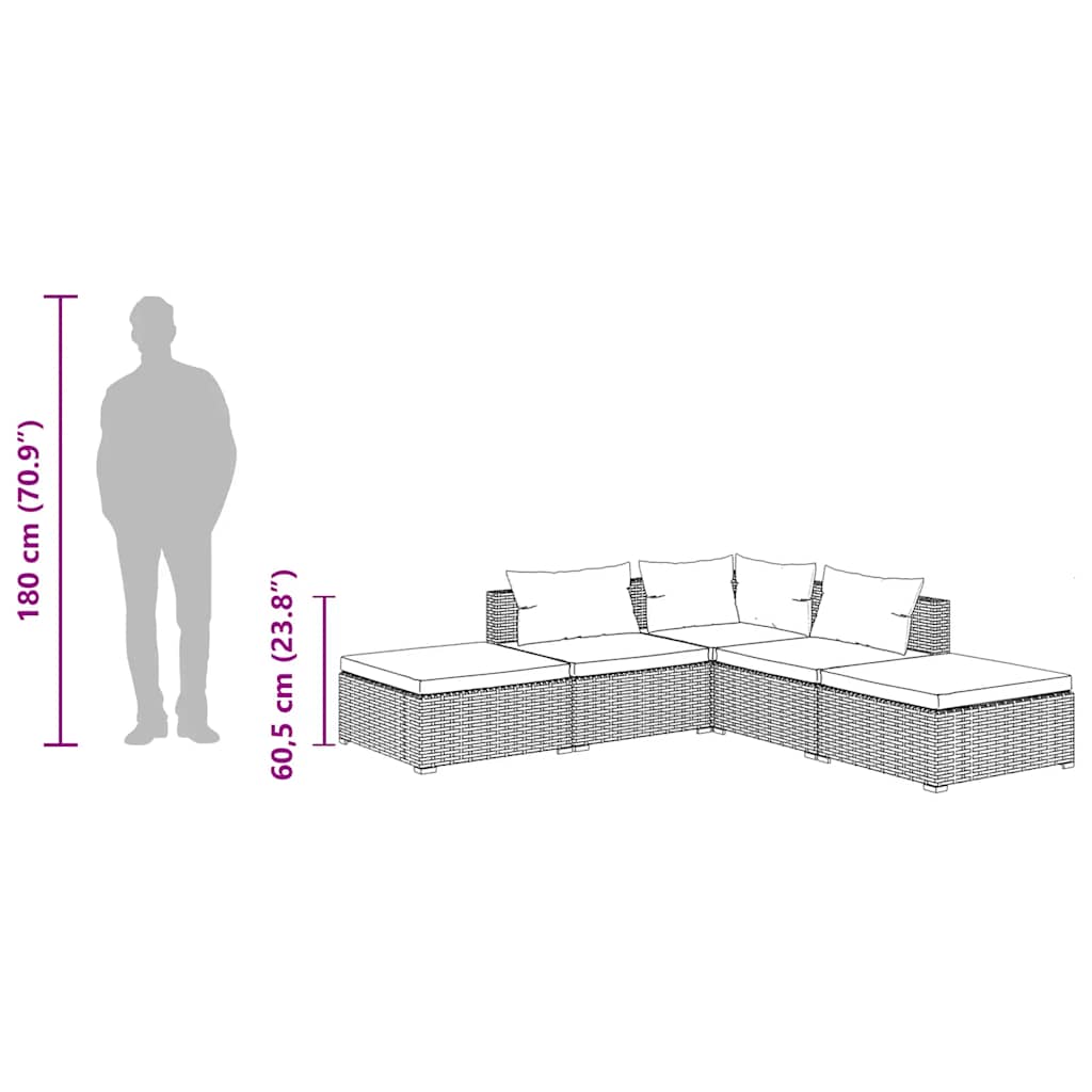 Set mobilier de grădină cu perne, 5 piese, maro, poliratan GartenMobel Dekor