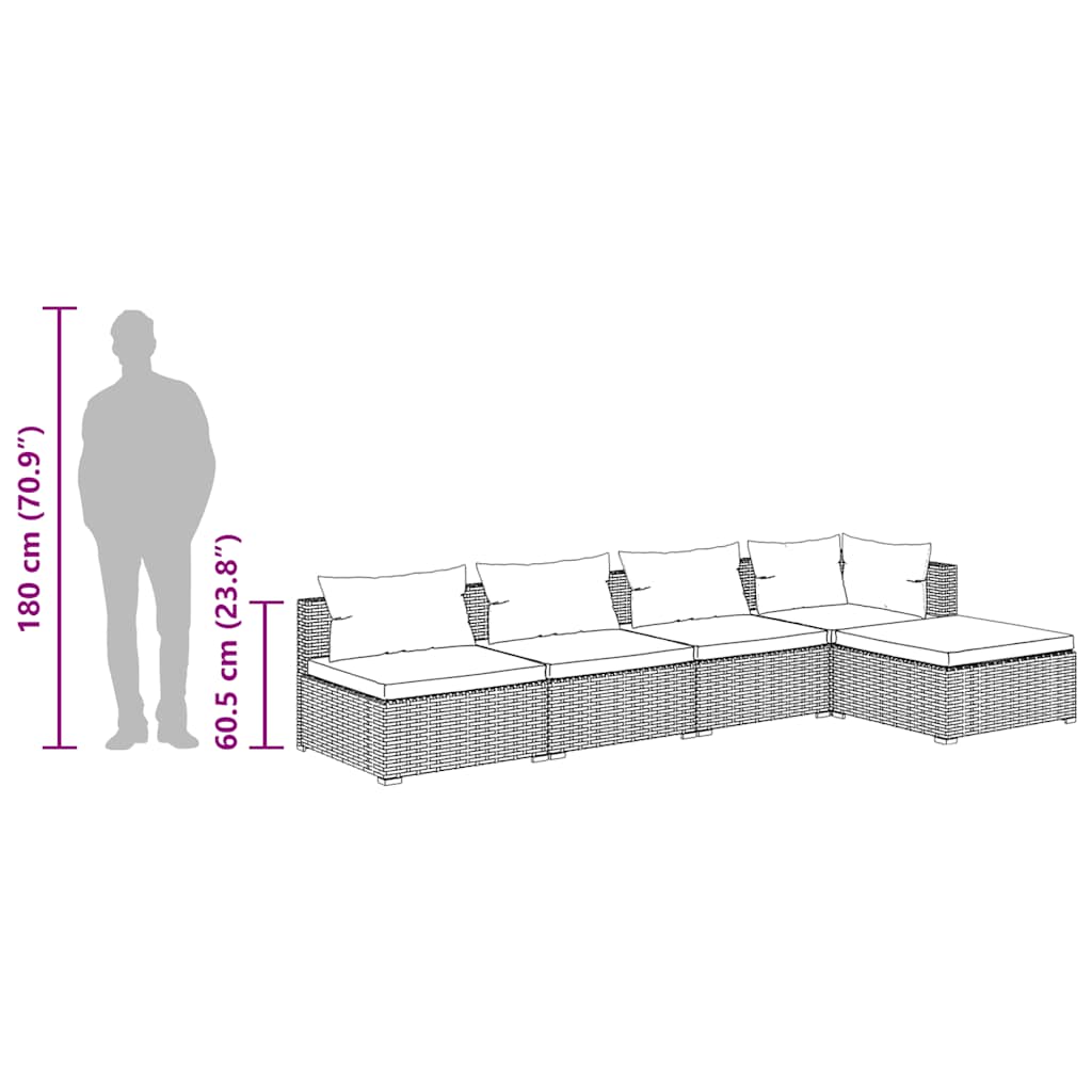 Set mobilier de grădină cu perne, 5 piese, maro, poliratan GartenMobel Dekor