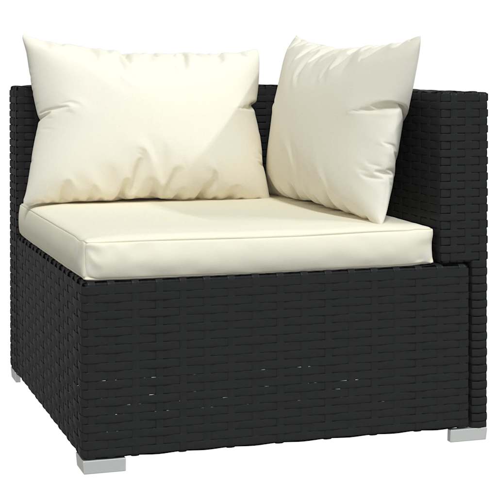 Set mobilier de grădină cu perne, 4 piese, negru, poliratan GartenMobel Dekor
