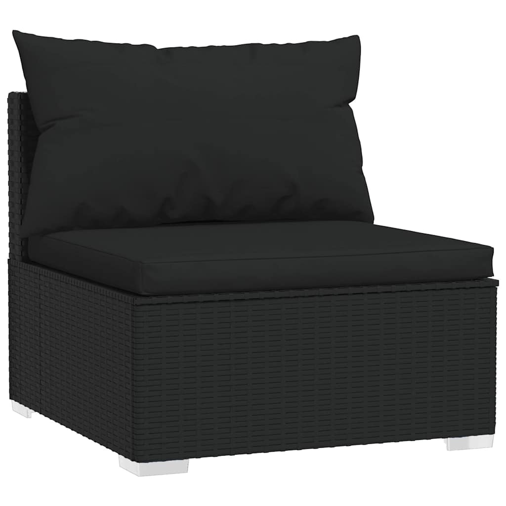 Set mobilier de grădină cu perne, 4 piese, negru, poliratan GartenMobel Dekor