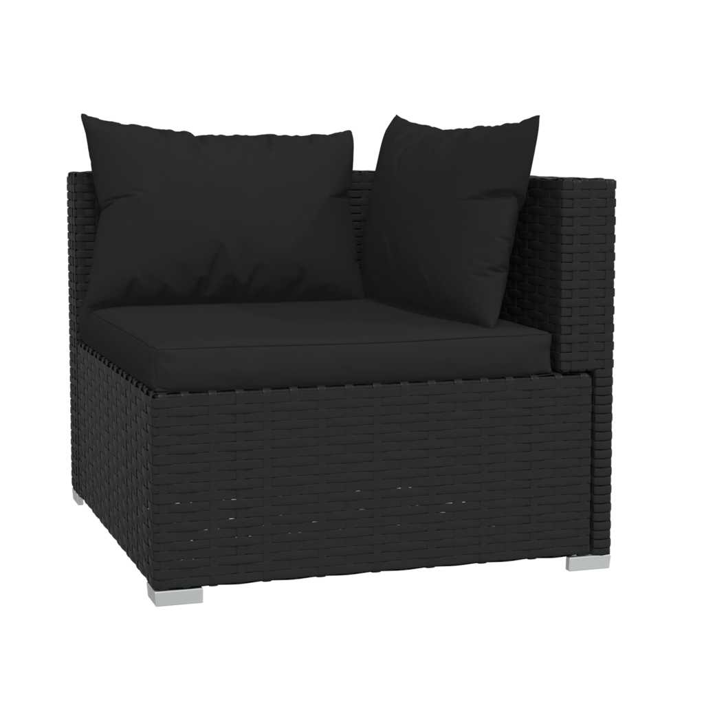 Set mobilier de grădină cu perne, 4 piese, negru, poliratan GartenMobel Dekor