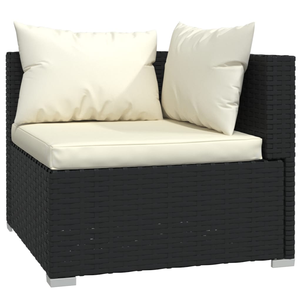 Set mobilier de grădină cu perne, 7 piese, negru, poliratan GartenMobel Dekor