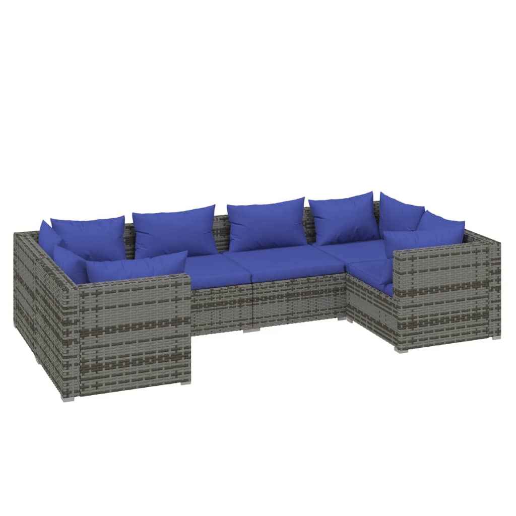 Set mobilier de grădină cu perne, 6 piese, gri, poliratan GartenMobel Dekor