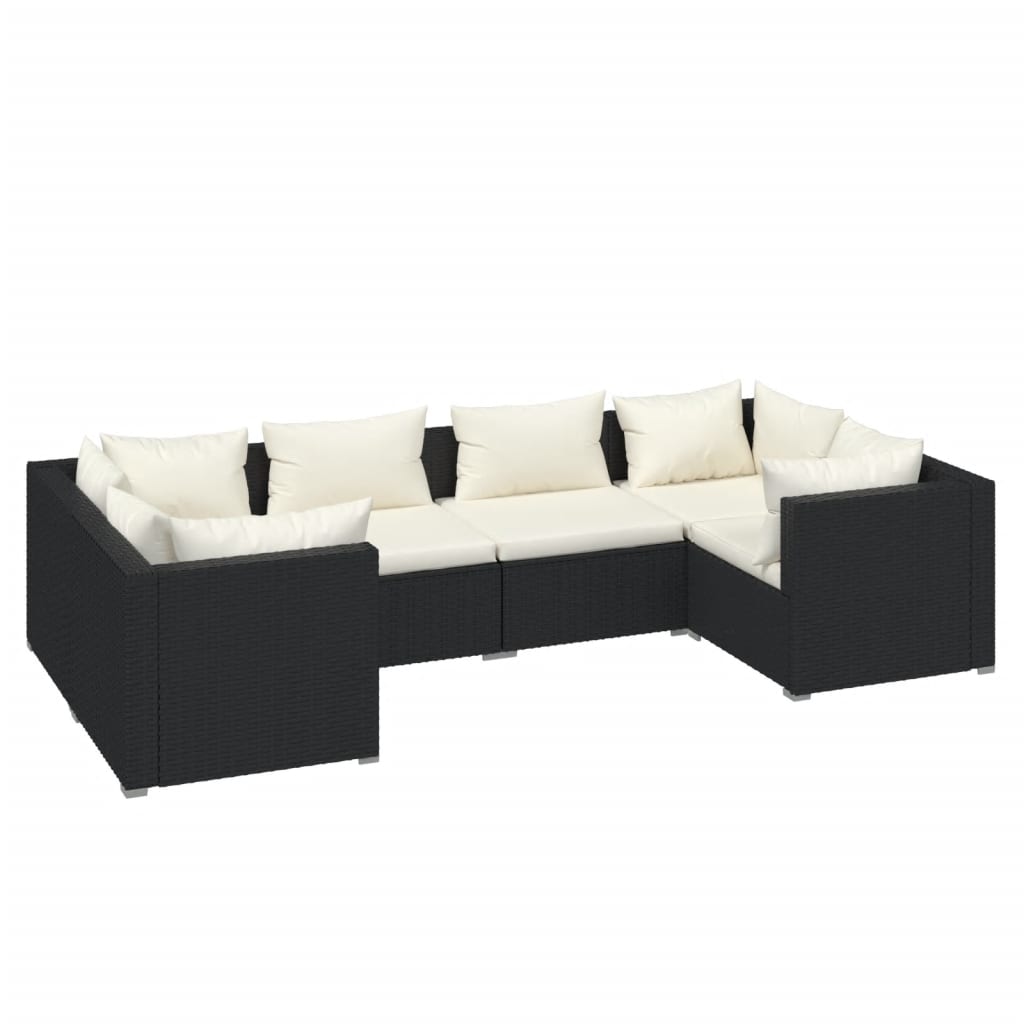Set mobilier de grădină cu perne, 6 piese, negru, poliratan GartenMobel Dekor