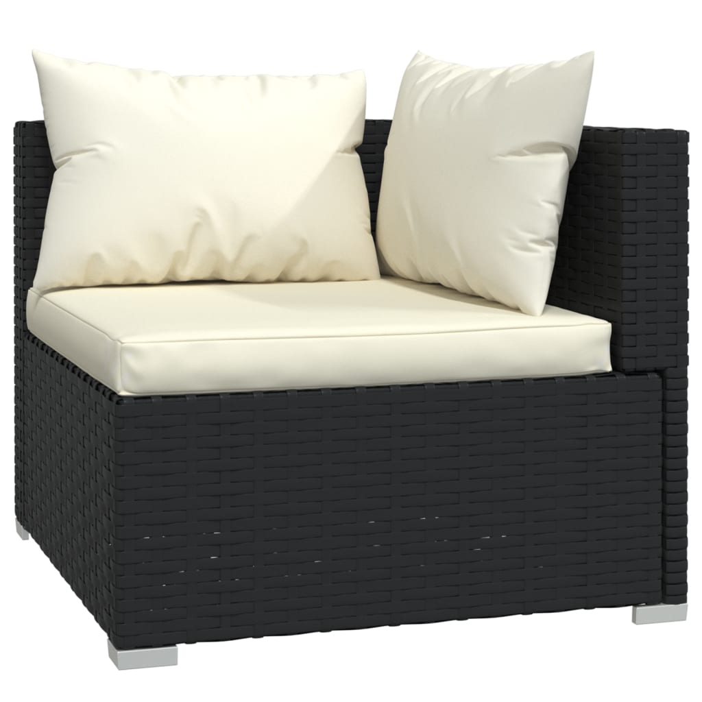 Set mobilier de grădină cu perne, 10 piese, negru, poliratan GartenMobel Dekor