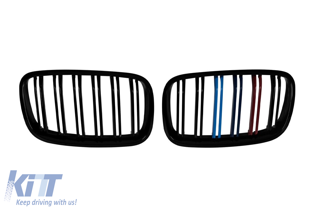 Baterii cu nervuri duble lacuite în negru cu decorare M potrivite pentru BMW X5 E70 2007-2013, X6 E71 2008-2011 Performance AutoTuning