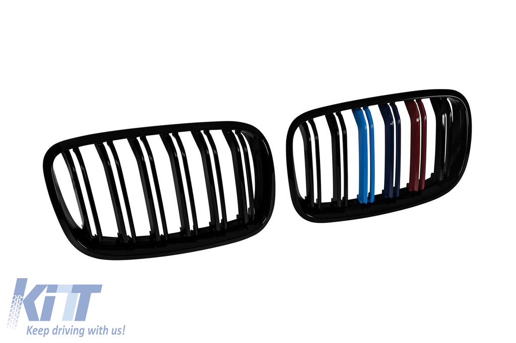 Baterii cu nervuri duble lacuite în negru cu decorare M potrivite pentru BMW X5 E70 2007-2013, X6 E71 2008-2011 Performance AutoTuning