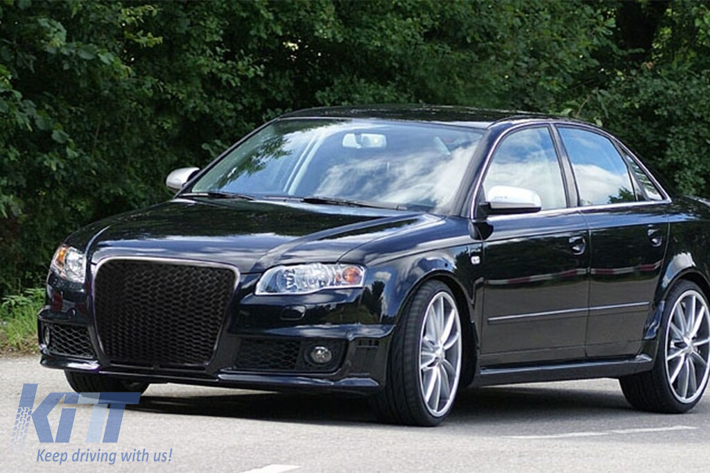 GRILĂ VOPSITĂ NEAGRĂ TIP RS POTRIVITĂ PENTRU AUDI A4 B7 SEDAN, AVANT 2004-2008 CU BUMPER STANDARD Performance AutoTuning