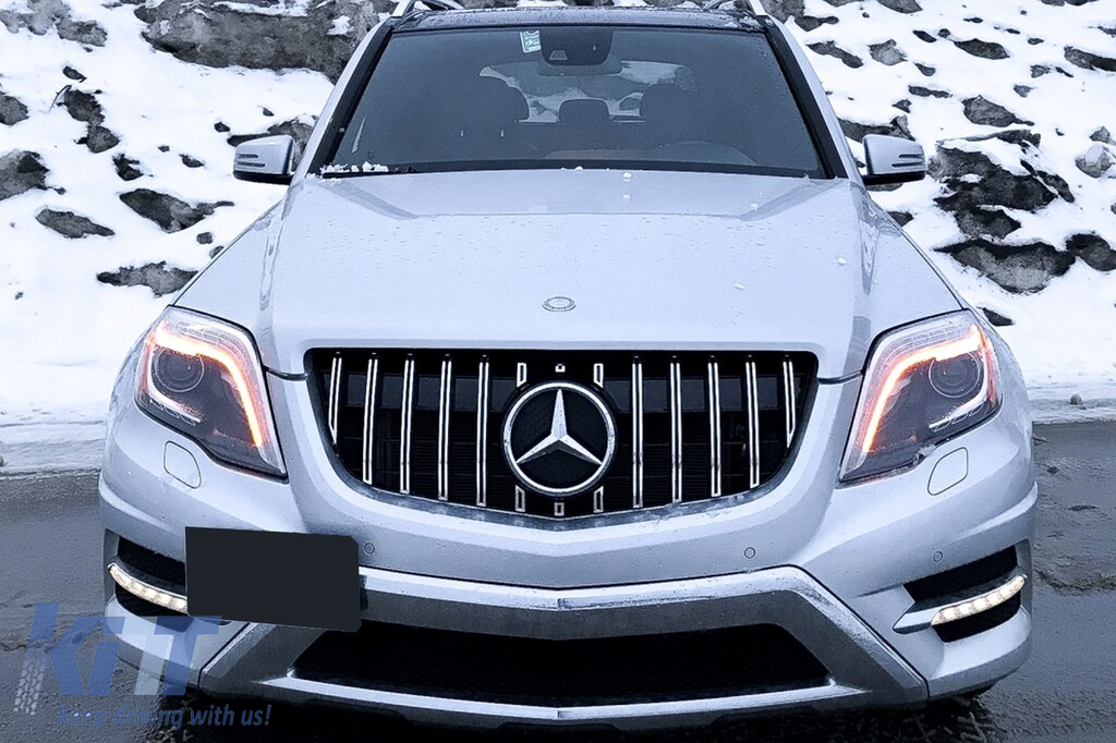 Grilă tip GT crom/neagră potrivită pentru Mercedes GLK X204 2013-2015 Performance AutoTuning