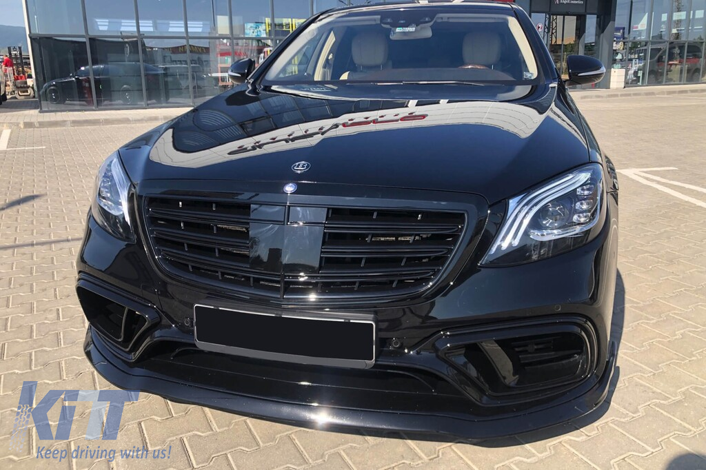 Grilaj lacuit negru tip A Design potrivit pentru Mercedes S-Class W222 2013-2020 pentru modelul cu Distronic și Night Vision Performance AutoTuning