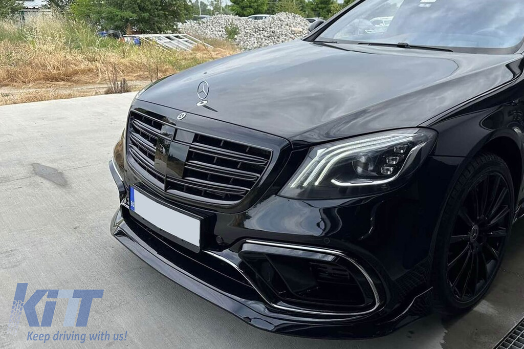 Grilaj lacuit negru tip A Design potrivit pentru Mercedes S-Class W222 2013-2020 pentru modelul cu Distronic și Night Vision Performance AutoTuning