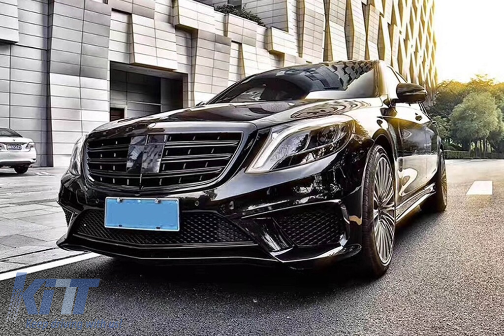 Grilaj lacuit negru tip A Design potrivit pentru Mercedes S-Class W222 2013-2020 pentru modelul cu Distronic și Night Vision Performance AutoTuning