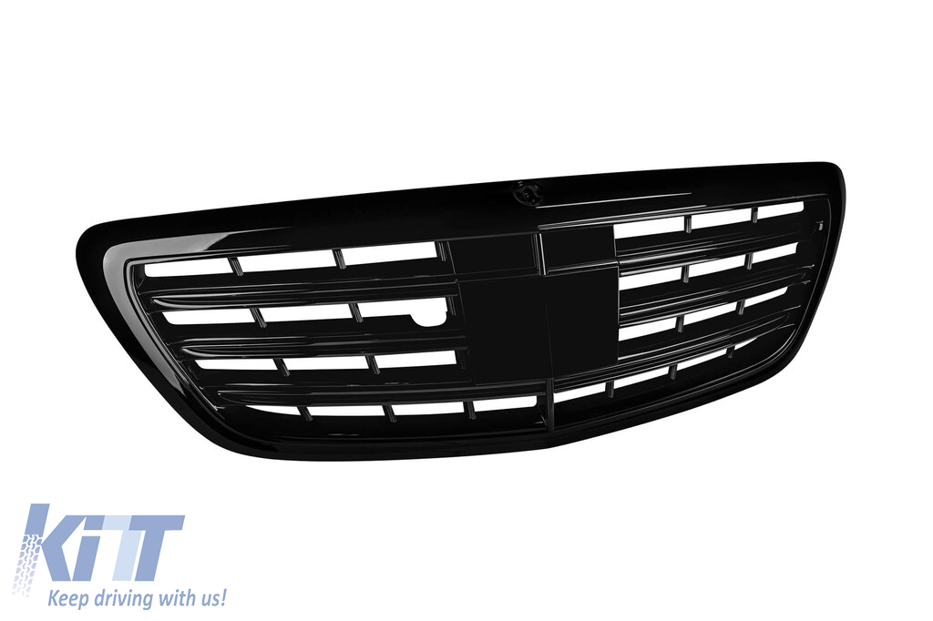 Grilaj lacuit negru tip A Design potrivit pentru Mercedes S-Class W222 2013-2020 pentru modelul cu Distronic și Night Vision Performance AutoTuning