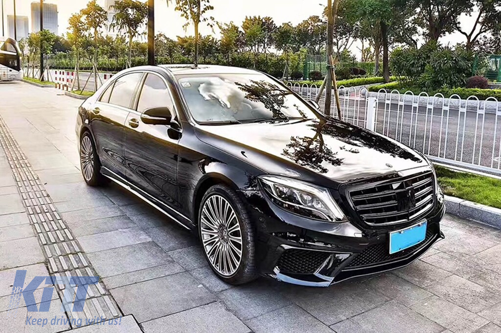 Grilaj lacuit negru tip A Design potrivit pentru Mercedes S-Class W222 2013-2020 pentru modelul cu Distronic și Night Vision Performance AutoTuning