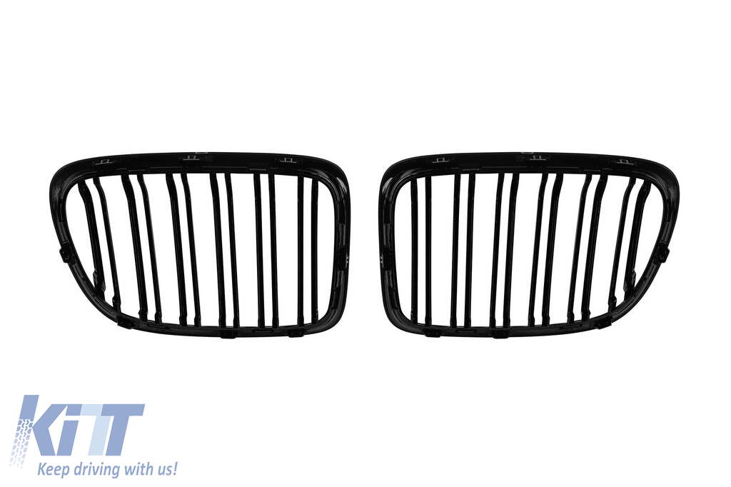 Grile rinichi cu fante duble, lacuite în negru, potrivite pentru BMW X1 E84 2009-2015 Performance AutoTuning