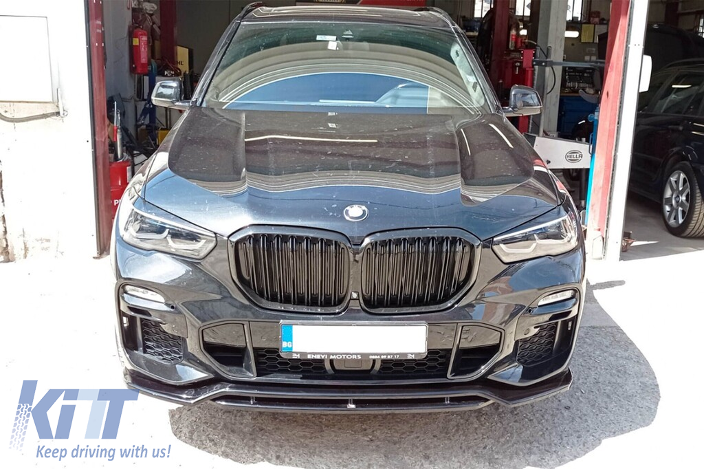 Grile rinichi cu lame duble vopsite în negru, potrivite pentru BMW X5 G05 2019-2022 Performance AutoTuning
