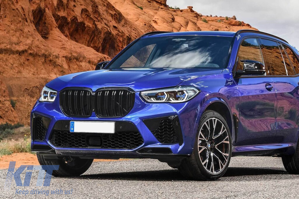Grile rinichi cu lame duble vopsite în negru, potrivite pentru BMW X5 G05 2019-2022 Performance AutoTuning