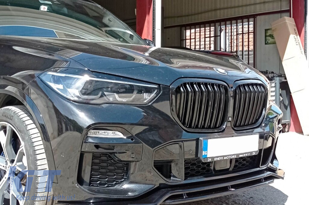 Grile rinichi cu lame duble vopsite în negru, potrivite pentru BMW X5 G05 2019-2022 Performance AutoTuning