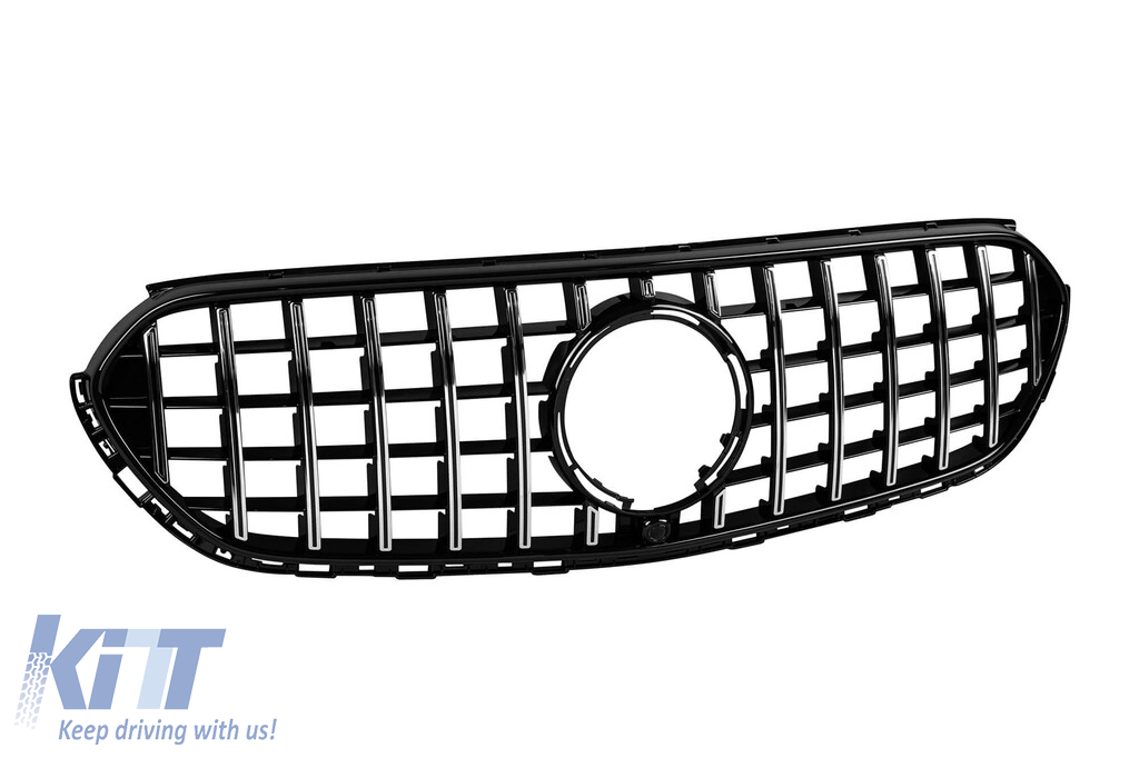 Grilă tip GT crom/neagră potrivită pentru Mercedes GLC X254 după 2023 pentru modelul cu bara de protecție Off Road Performance AutoTuning