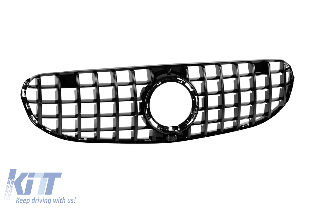 Grilă tip GT cu lac negru potrivită pentru pachetul Offroad al Mercedes GLC SUV X253, GLC Coupe C253 2019-2022 Performance AutoTuning