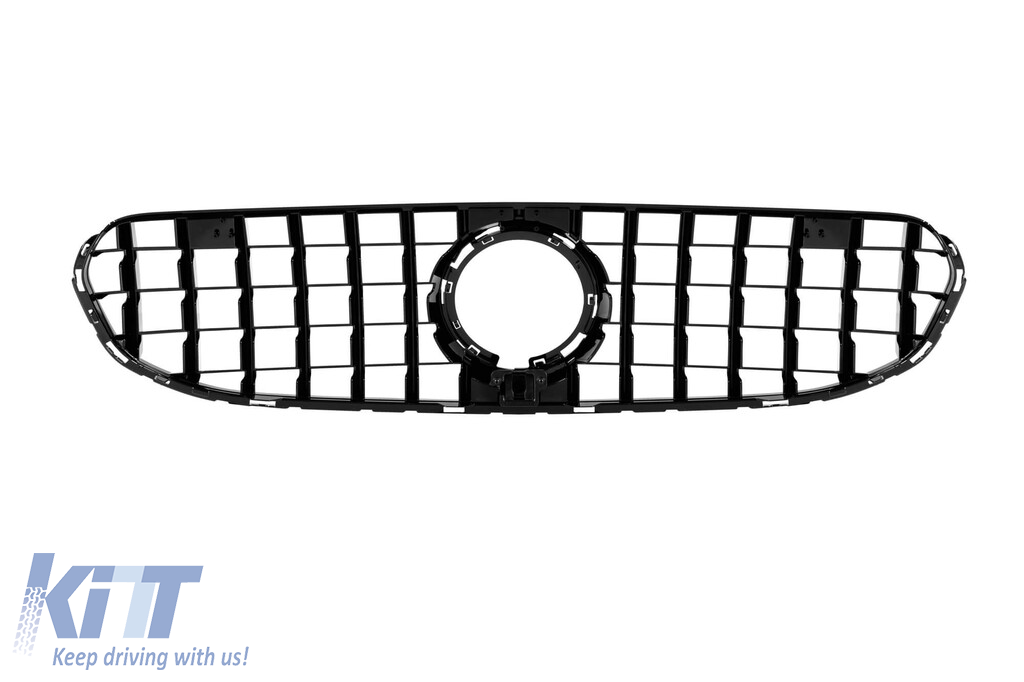 Grilă tip GT cu lac negru potrivită pentru pachetul Offroad al Mercedes GLC SUV X253, GLC Coupe C253 2019-2022 Performance AutoTuning