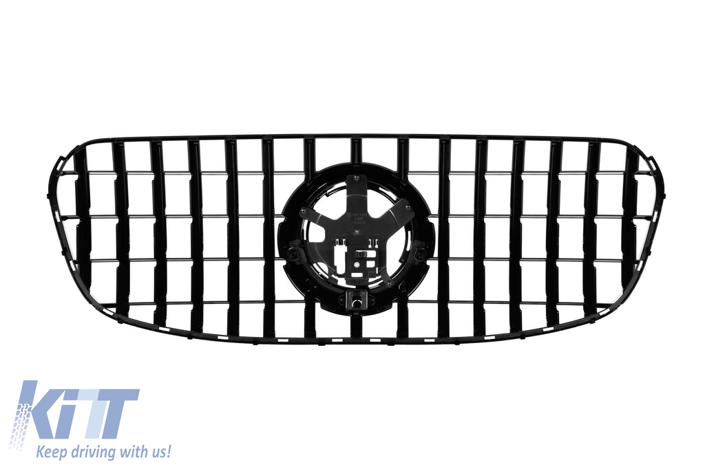 Grilaj tip GT cu lac negru potrivit pentru Mercedes GLS X167 după 2024 pentru bara de protecție frontală A Design Line Performance AutoTuning