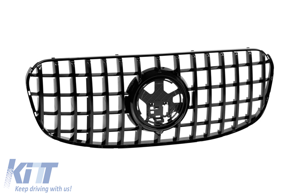 Grilaj tip GT cu lac negru potrivit pentru Mercedes GLS X167 după 2024 pentru bara de protecție frontală A Design Line Performance AutoTuning
