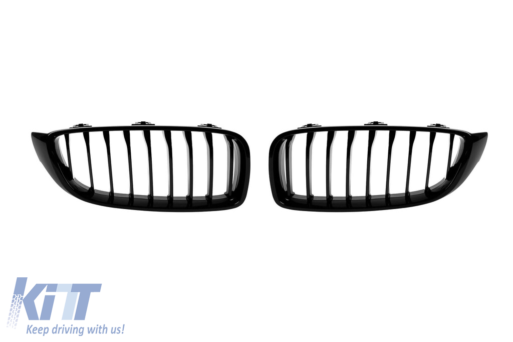 Grile de rinichi cu nervuri unice vopsite în negru potrivite pentru BMW Seria 4 F32 coupe, F33 cabrio, F36 Gran Coupe 2013-2019 Performance AutoTuning