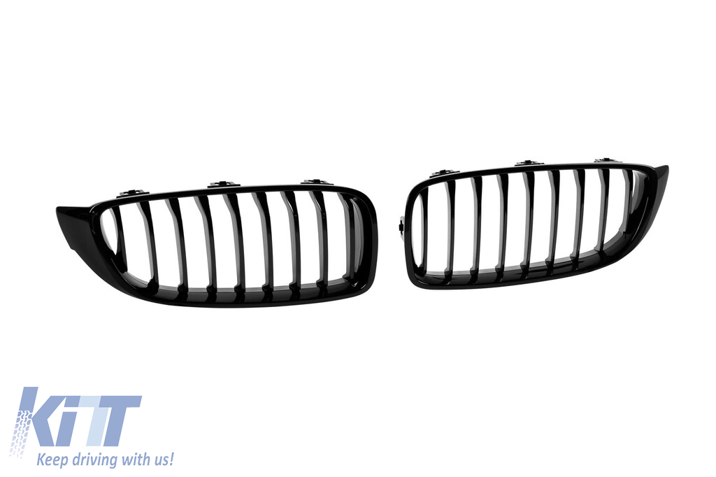 Grile de rinichi cu nervuri unice vopsite în negru potrivite pentru BMW Seria 4 F32 coupe, F33 cabrio, F36 Gran Coupe 2013-2019 Performance AutoTuning