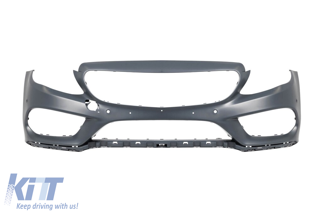 Bumper frontal A Design Line potrivit pentru Mercedes C-Class W205 sedan, S205 break 2013-2018 cu grilaj GT crom/negru Performance AutoTuning