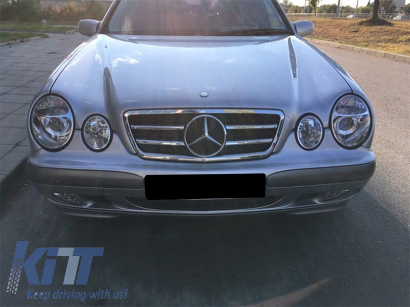 Kit de proiectoare de ceață potrivit pentru Mercedes E-Class W210 1999-2002/SLK R170 1996-2000/CLK W208 1998-2002 crom, stânga + dreapta Performance AutoTuning