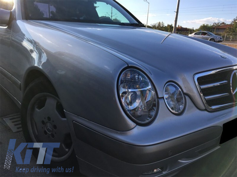 Kit de proiectoare de ceață potrivit pentru Mercedes E-Class W210 1999-2002/SLK R170 1996-2000/CLK W208 1998-2002 crom, stânga + dreapta Performance AutoTuning