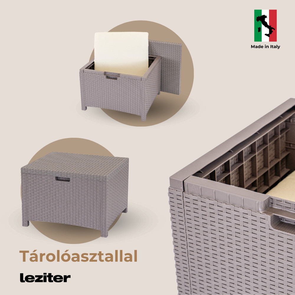 Set mobilier de grădină Leziter Venus Big, 6 locuri, maro, aspect ratan