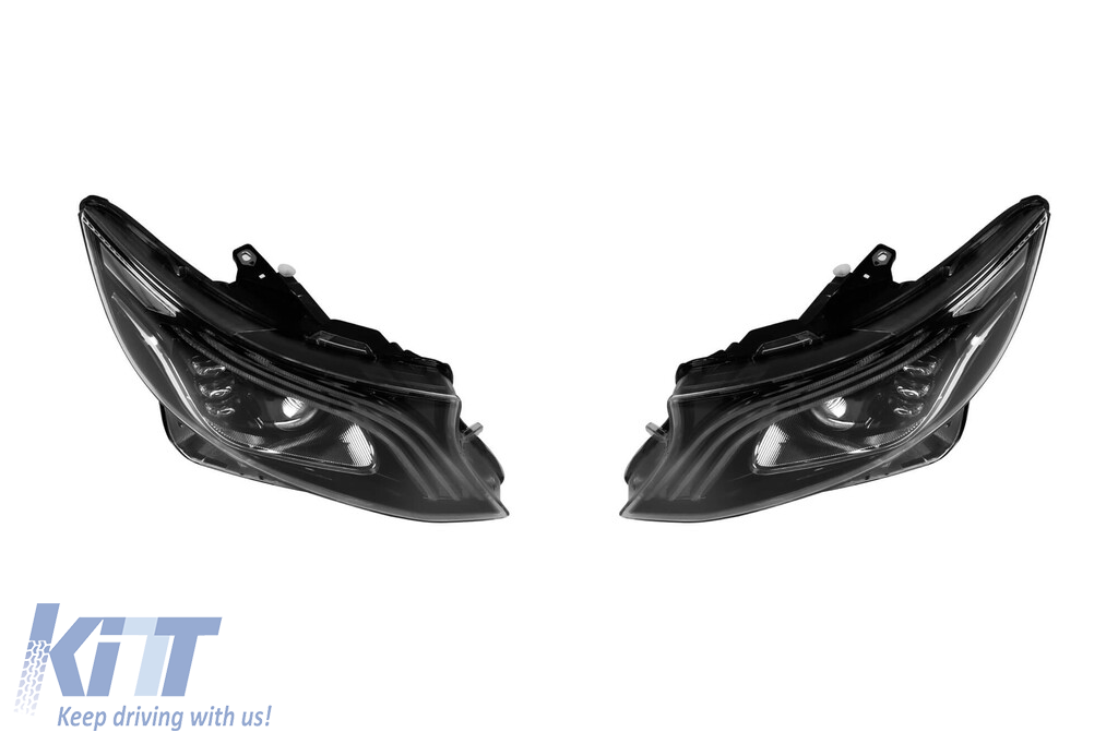Set de faruri LED de tuning potrivit pentru Mercedes V-Class W447 2014-2023 cu bază neagră, stânga și dreapta Performance AutoTuning